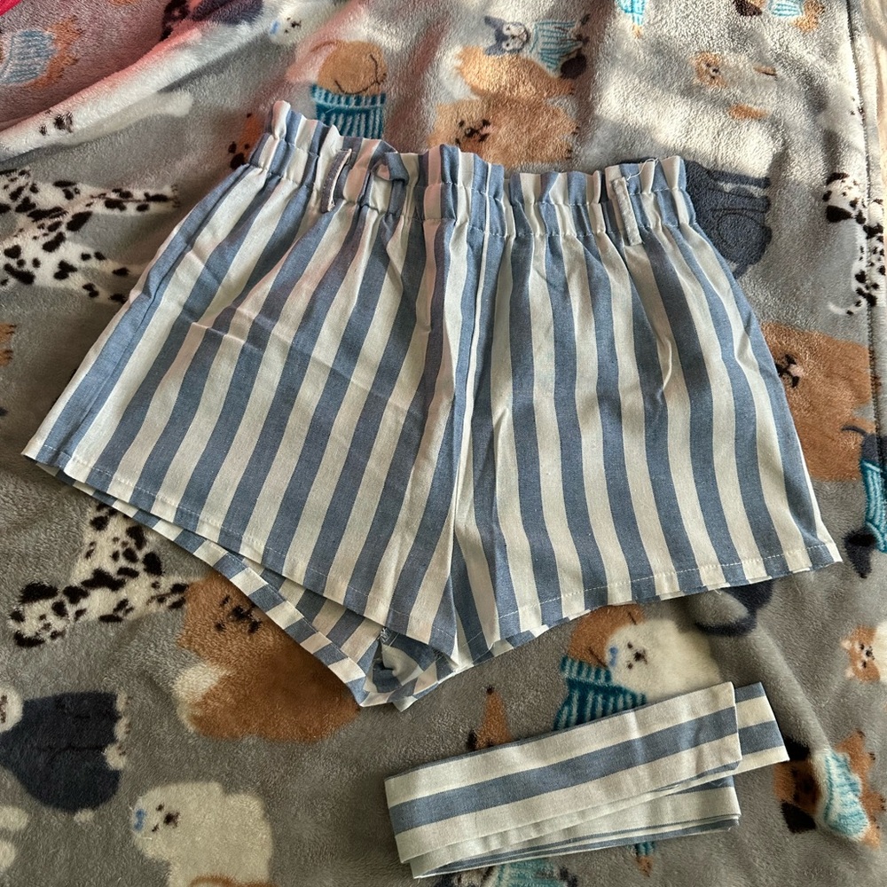 Women’s Shein light blue/white striped shorts size medium